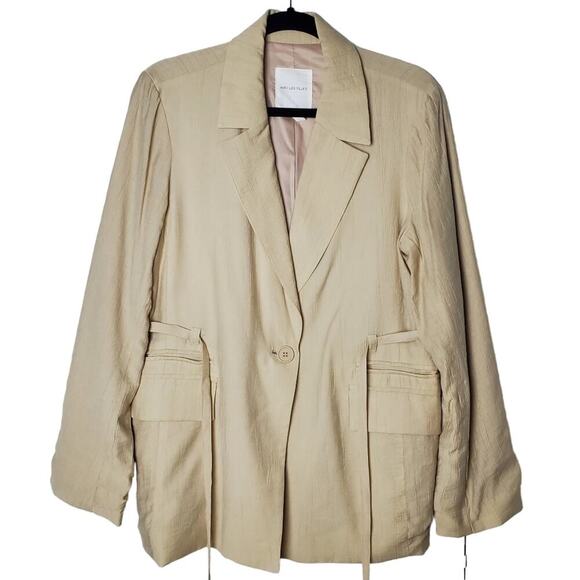 Avec Les Filles Slub Business One-Button Blazer M Casual Minimalist Office - Picture 2 of 11